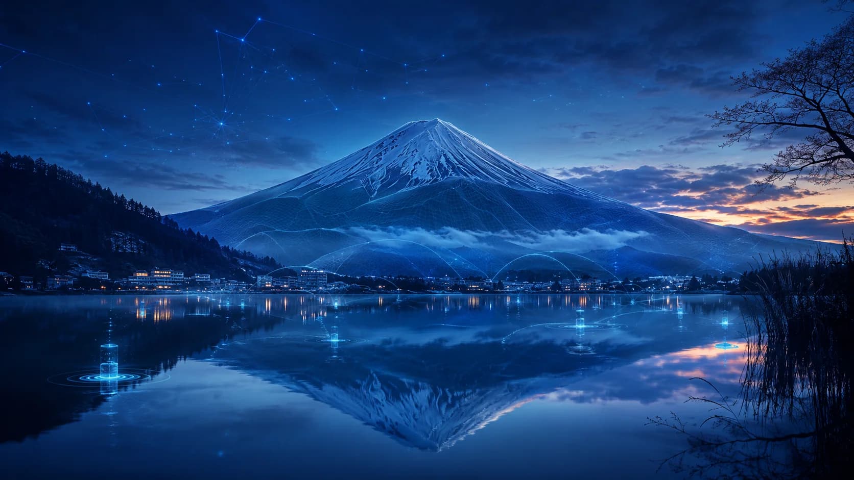Blue Night Fuji frame FJ-002 in the Fuji Atlas Japanese visual archive