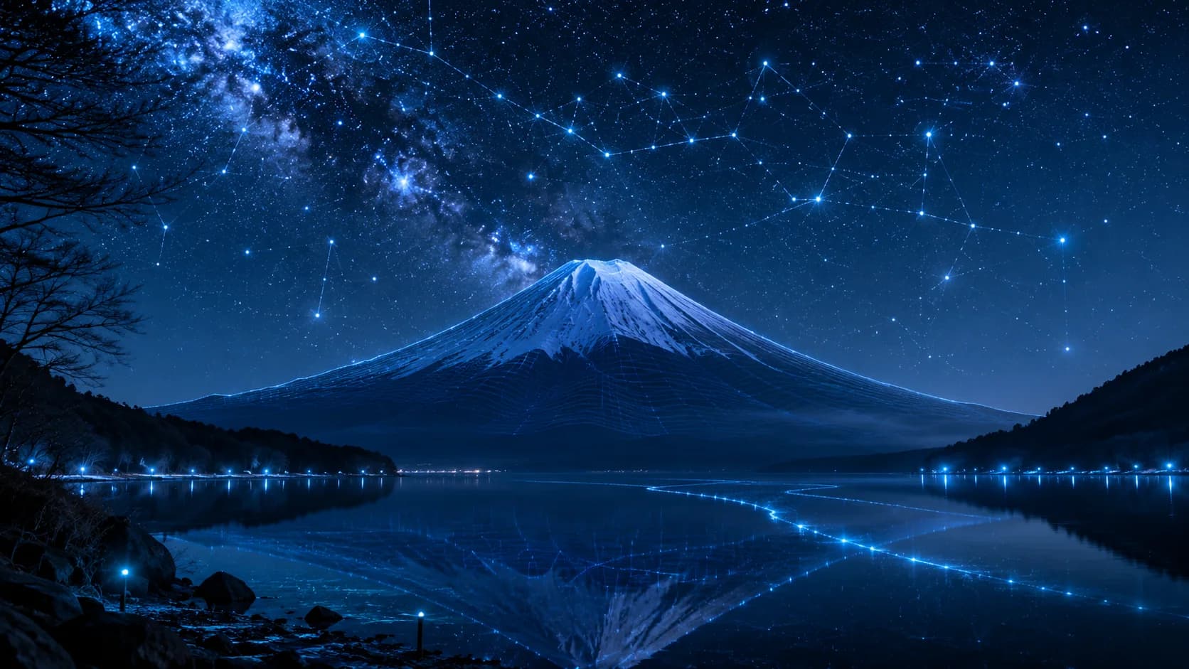 Blue Night Fuji frame FJ-006 in the Fuji Atlas Japanese visual archive