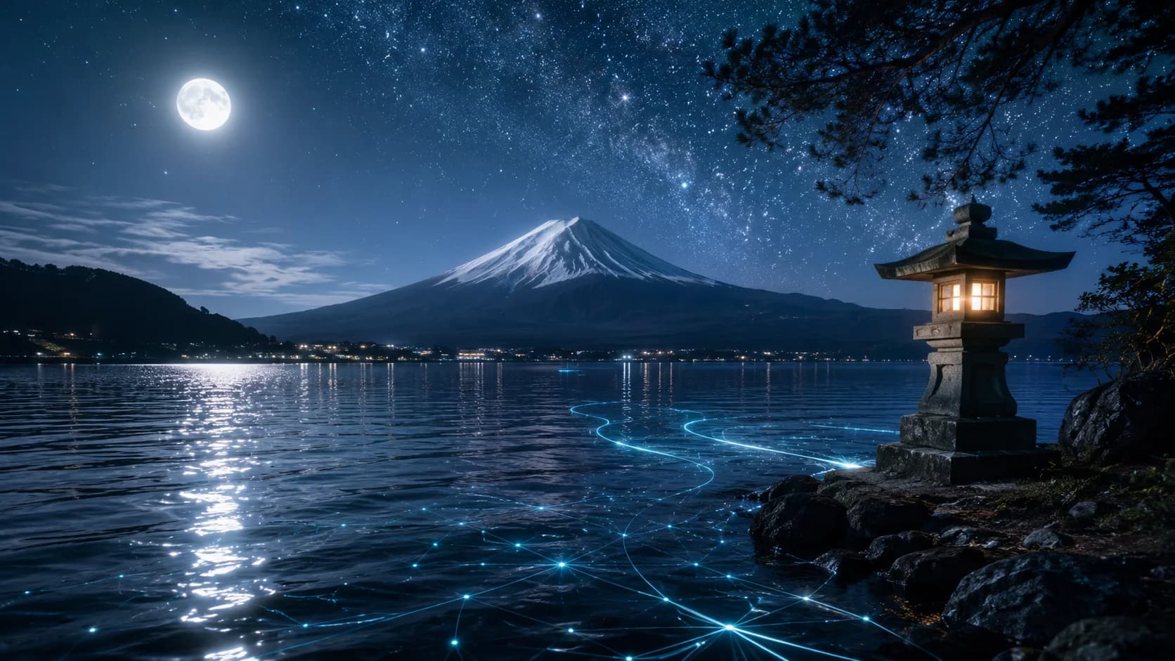 Blue Night Fuji frame FJ-030 in the Fuji Atlas Japanese visual archive